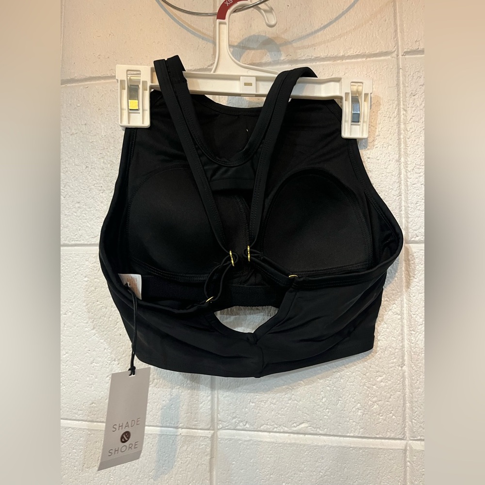 Shade & Shore Black Sleeveless Twist Front swim Top size xs(0-2) - Picture 2 of 4